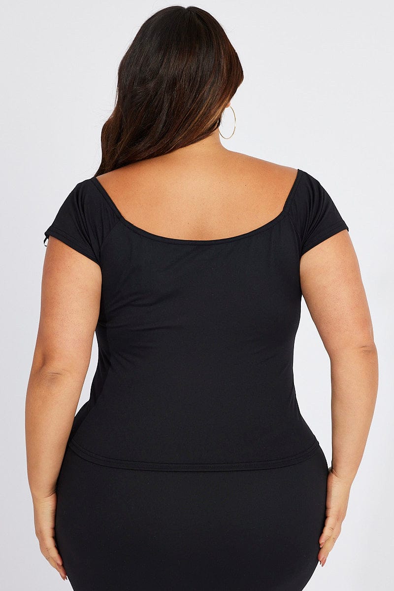 Black Off Shoulder Top Longline Supersoft for YouandAll Fashion