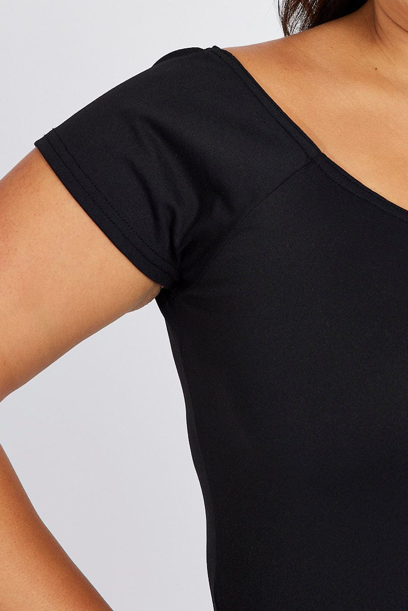 Black Off Shoulder Top Longline Supersoft for YouandAll Fashion