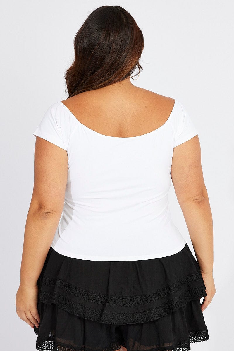 White Off Shoulder Top Longline Supersoft for YouandAll Fashion