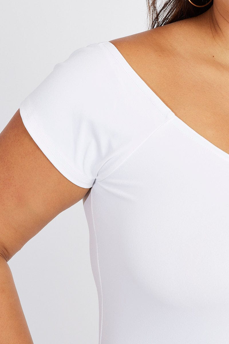 White Off Shoulder Top Longline Supersoft for YouandAll Fashion