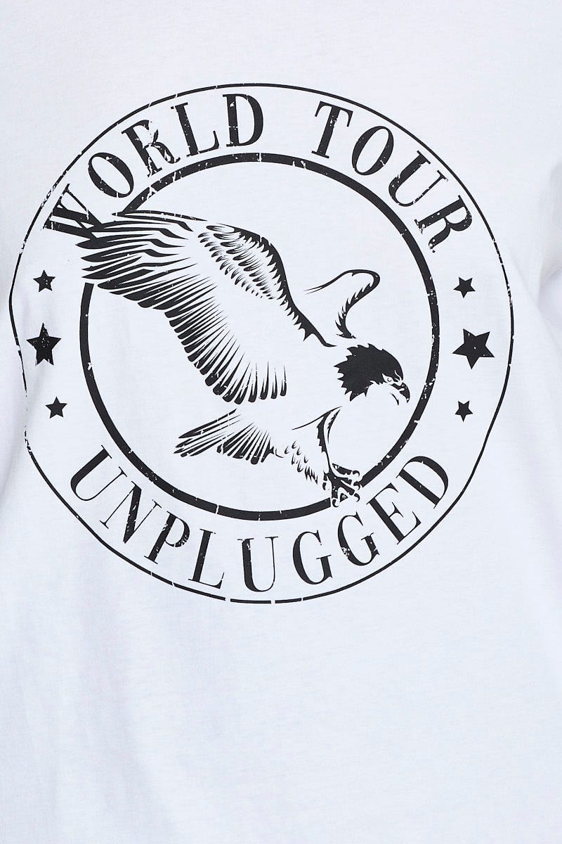 White Graphic T-Shirt World Tour Crew Neck Short Sleeve For Women By You And All