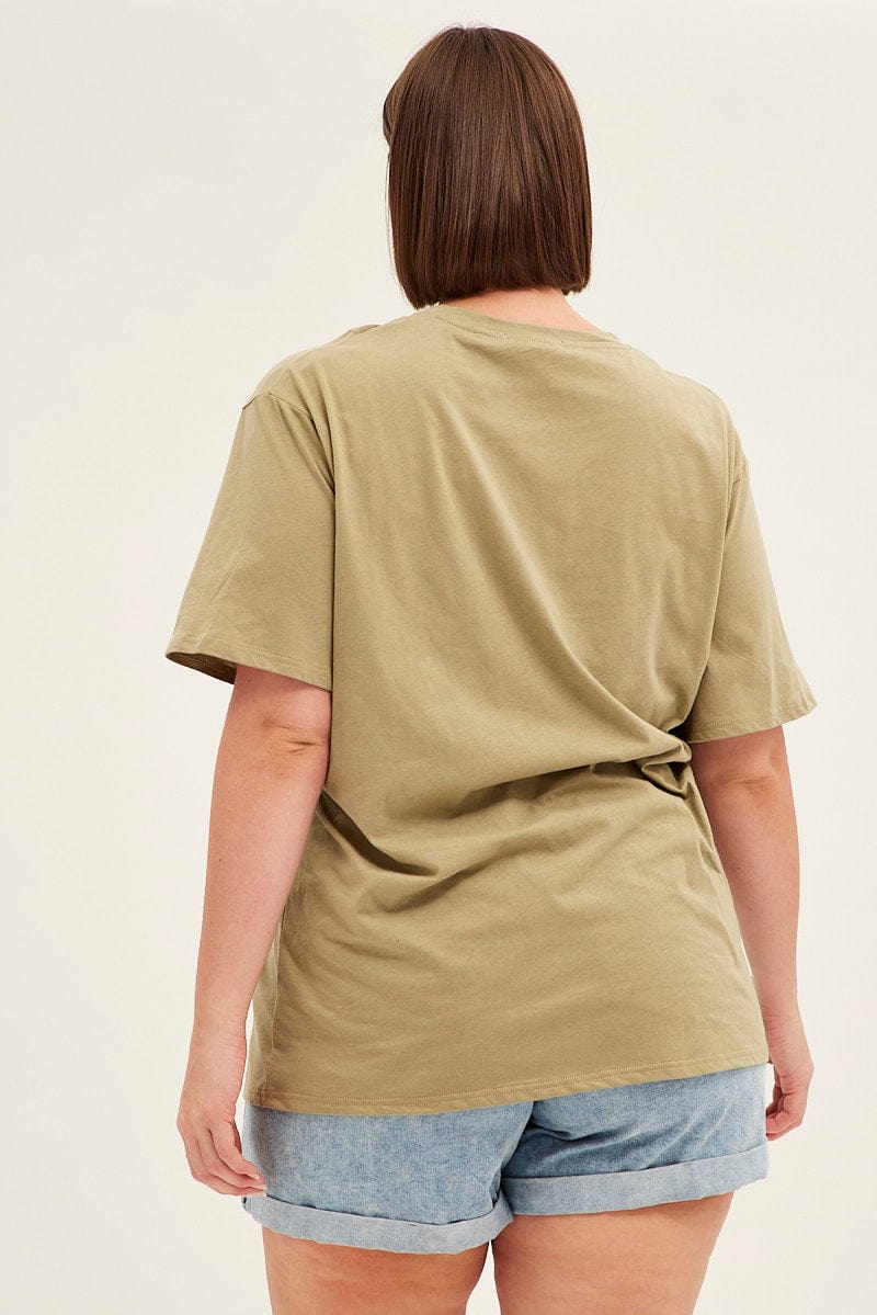 Green Short Sleeve Oversized Boston Round Neck T Shirt for YouandAll Fashion