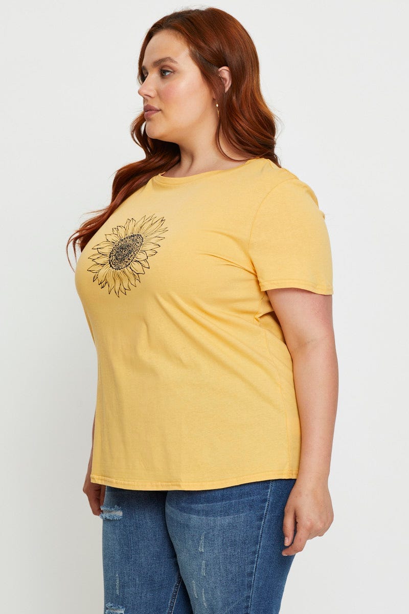 Light Must Graphic T-Shirt Sunflower Crew Neck Short Sleeve For Women By You And All