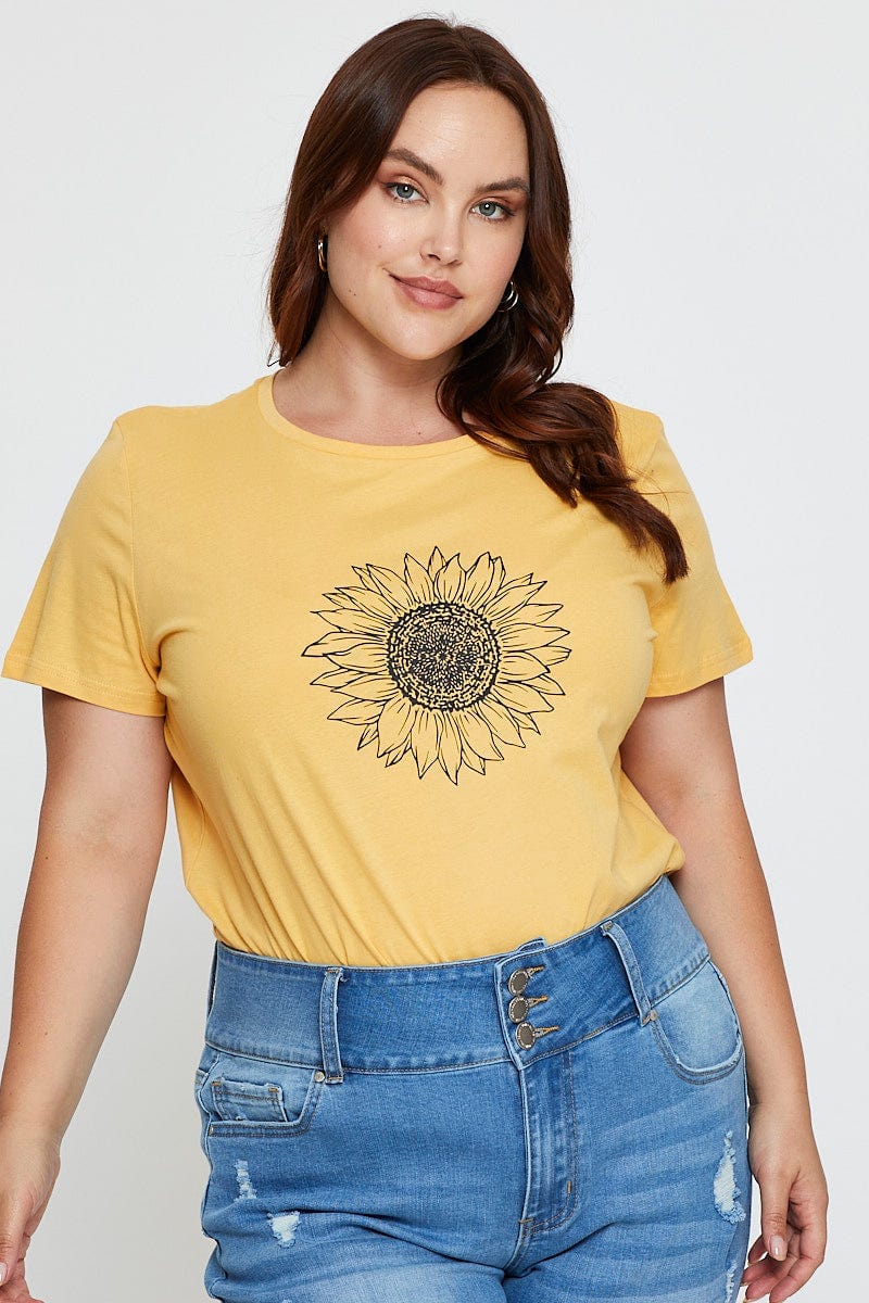 Light Must Graphic T-Shirt Sunflower Crew Neck Short Sleeve For Women By You And All