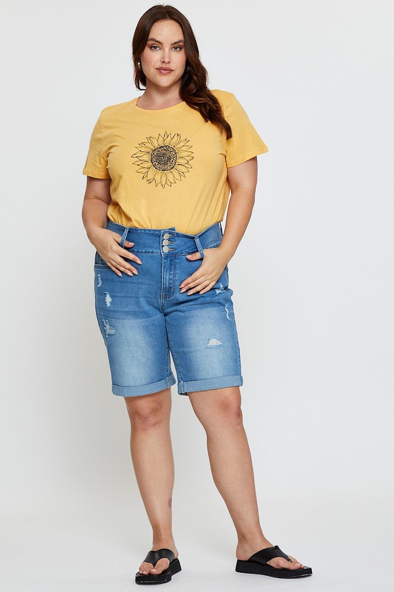 Light Must Graphic T-Shirt Sunflower Crew Neck Short Sleeve For Women By You And All