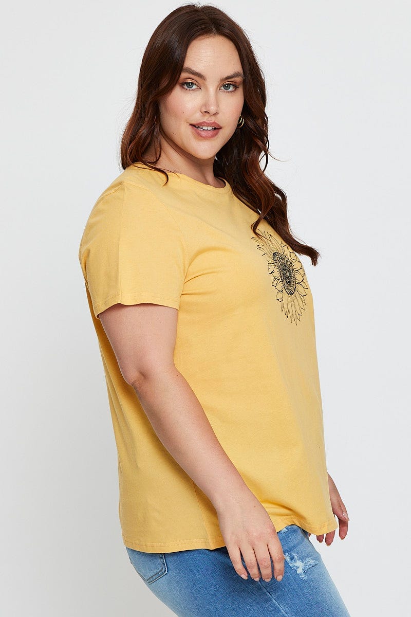 Light Must Graphic T-Shirt Sunflower Crew Neck Short Sleeve For Women By You And All