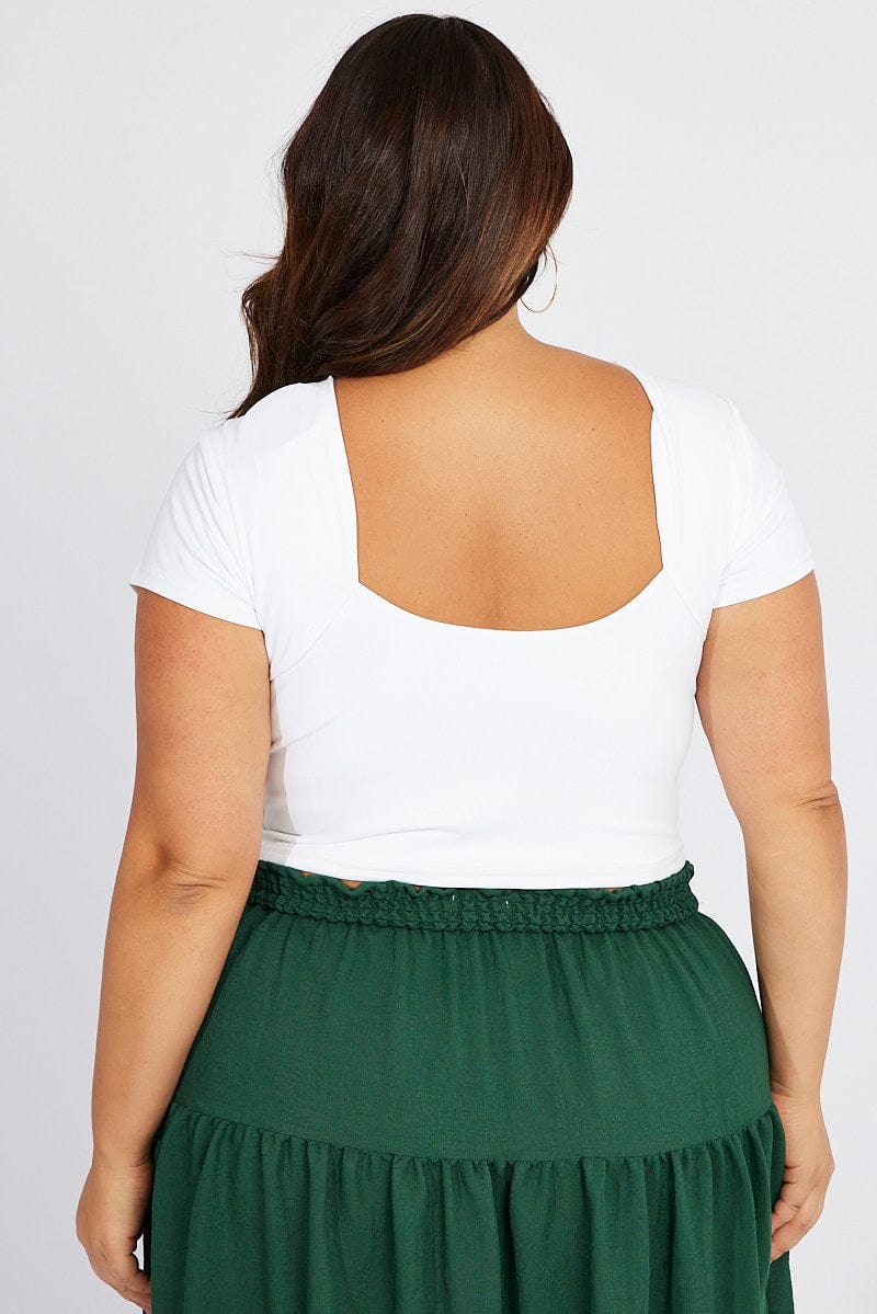White Supersoft Top Short Sleeve Backless