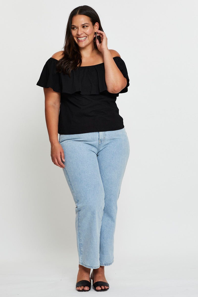 Black Graphic T-Shirt Celestial Cold Shoulder For Women By You And All