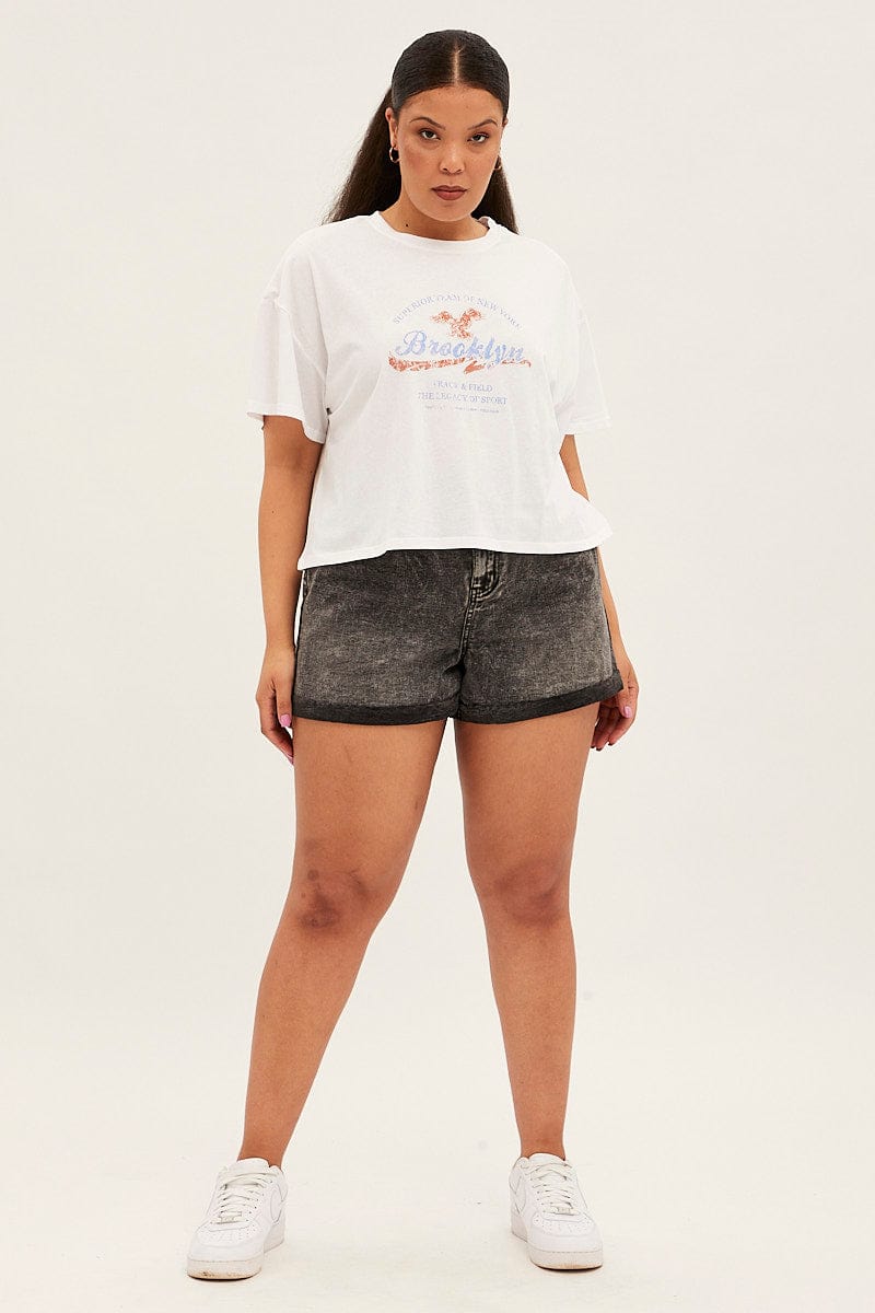 White Short Sleeve Brooklyn T-Shirt for YouandAll Fashion