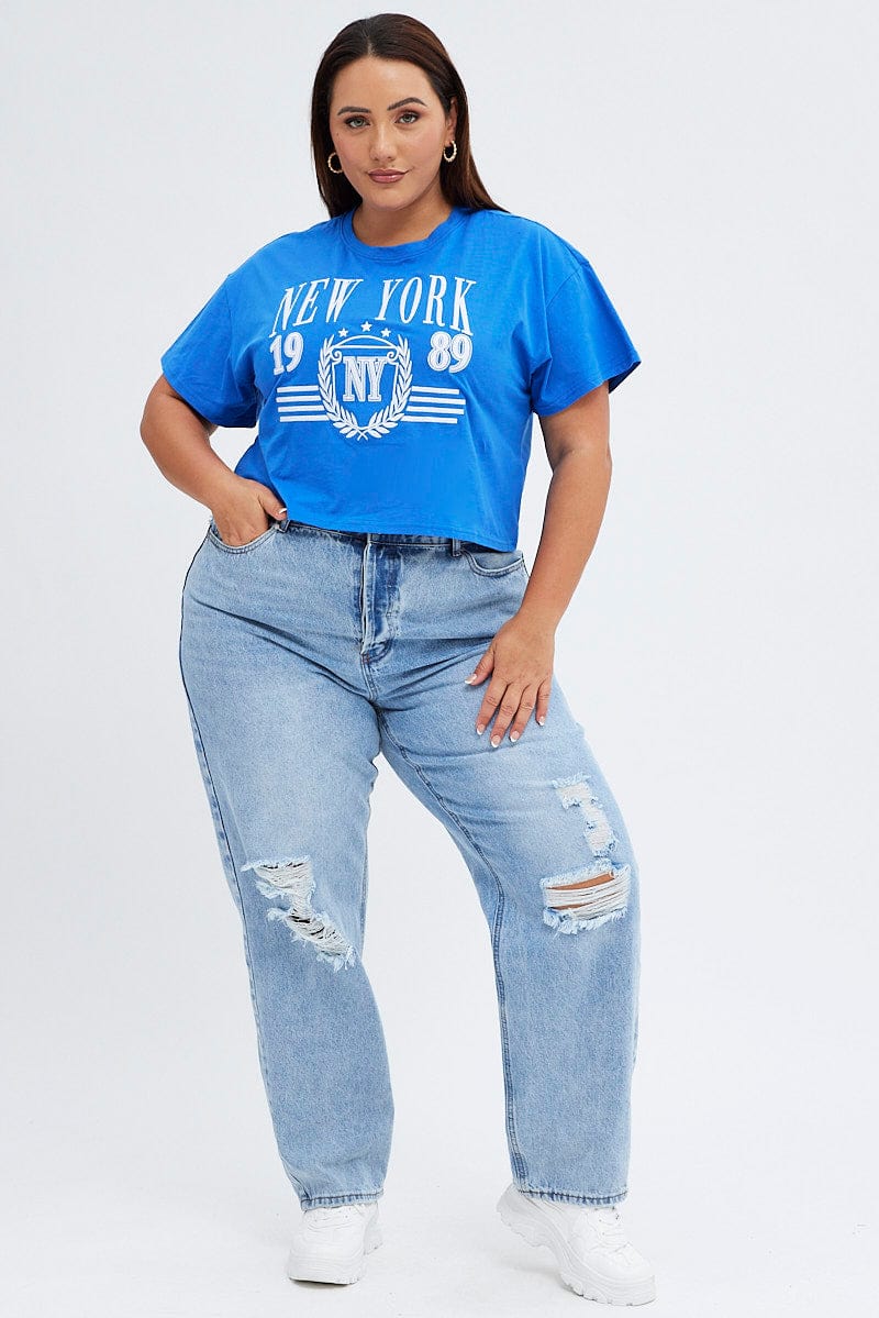 New York Graphic Jersey Crop Top