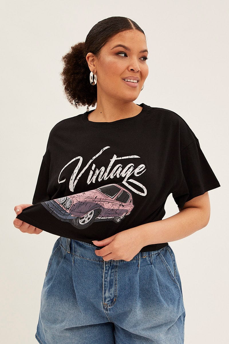 Black Sleeve T-shirt Vintage Crew Neck Short | You & All
