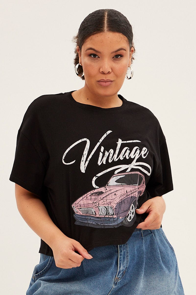 Black Sleeve T-shirt Vintage Crew Neck Short | You & All