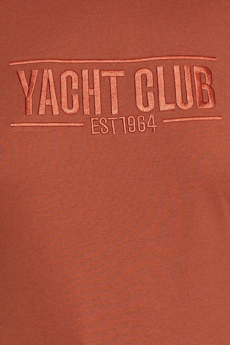 Placement Cotton T-Shirt Yatch Club Embroidered Short Sleeve For Women By You And All