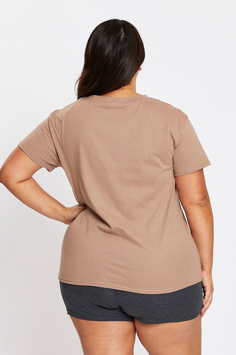 Brown Short Sleeve West Coast Regular T Shirt For Women By You And All