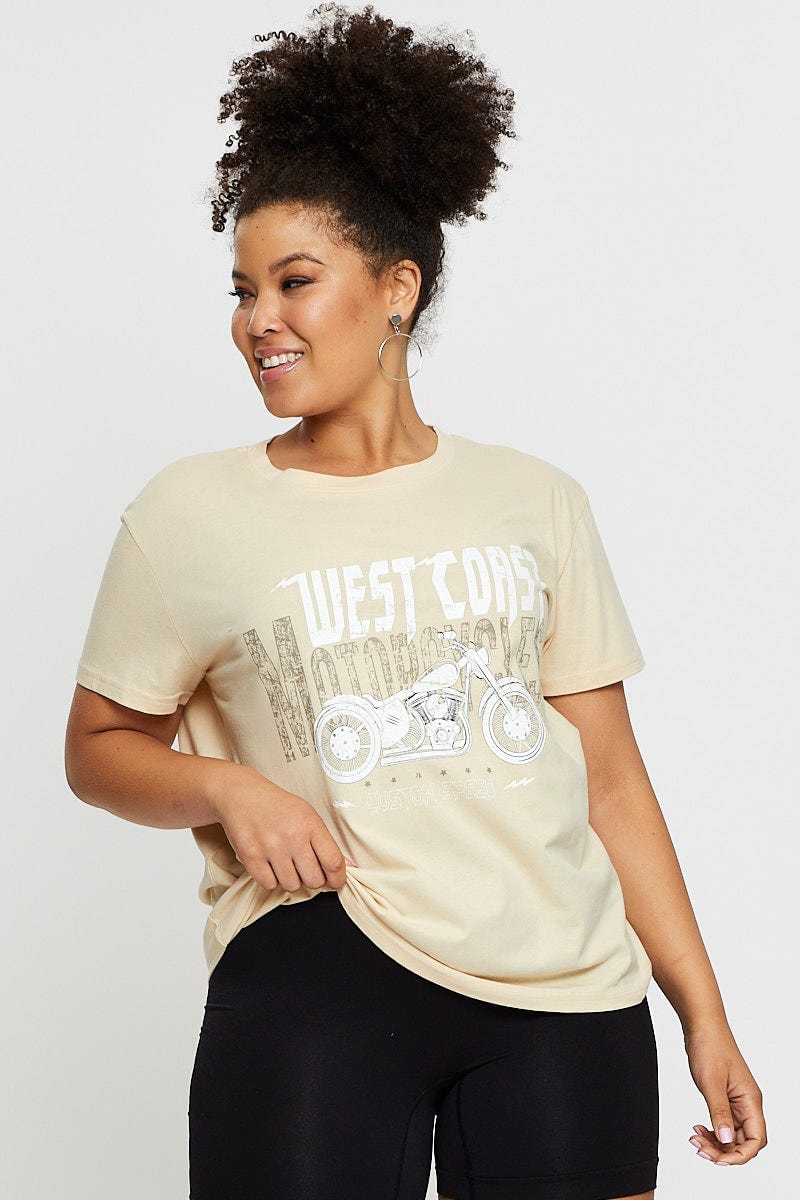 Nude Graphic T-Shirt West Coast Short Sleeve Cotton For Women By You And All