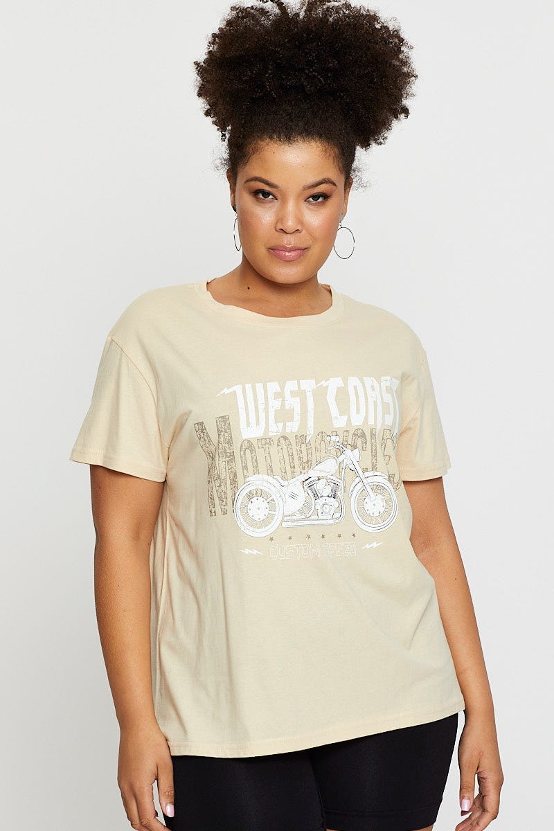 Nude Graphic T-Shirt West Coast Short Sleeve Cotton For Women By You And All