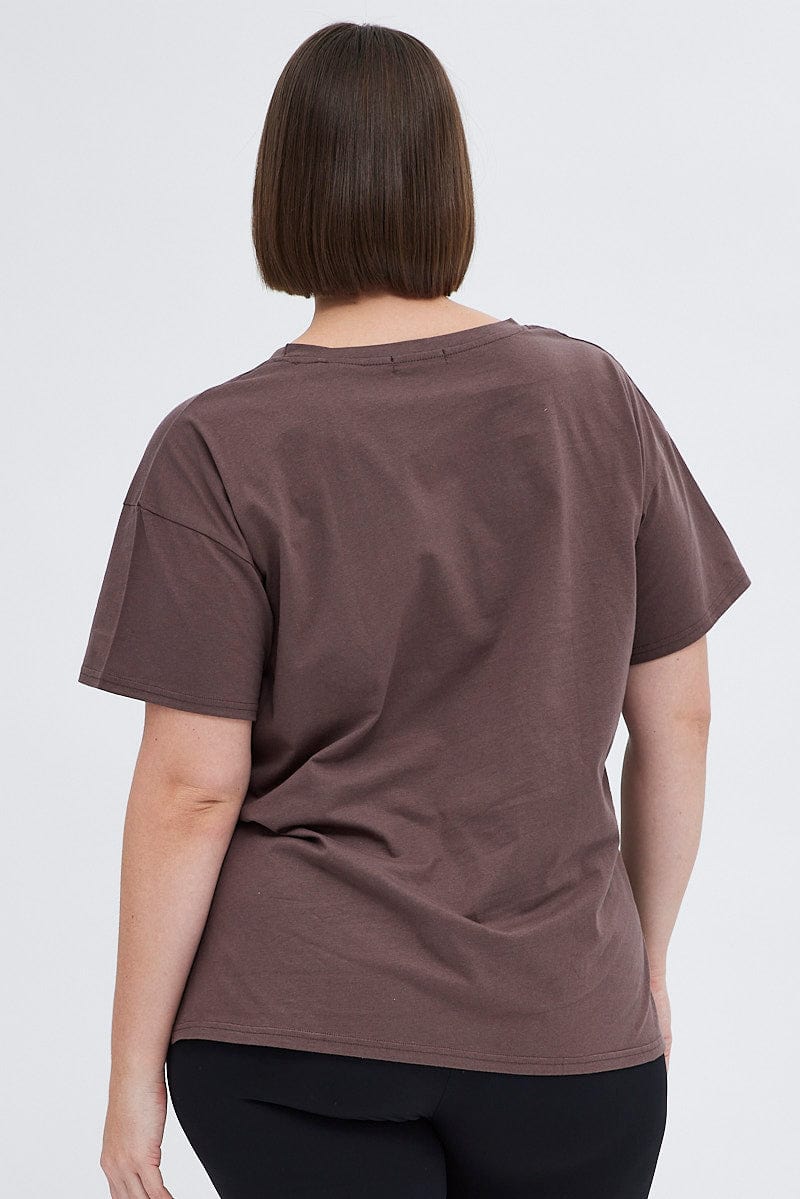 Brown Graphic T-Shirt Electric Dreams Print for YouandAll Fashion