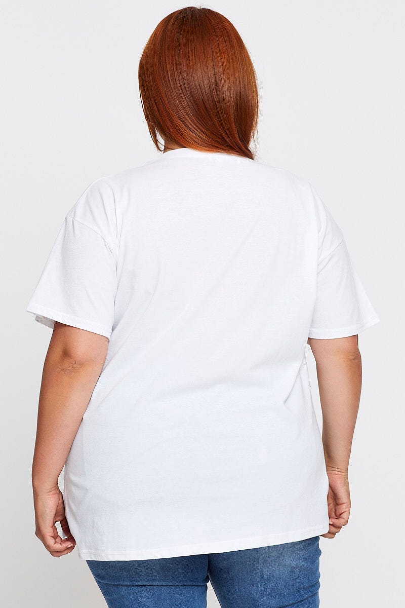 White Graphic T-Shirt Yosemite Short Sleeve Cotton for Women by You and All