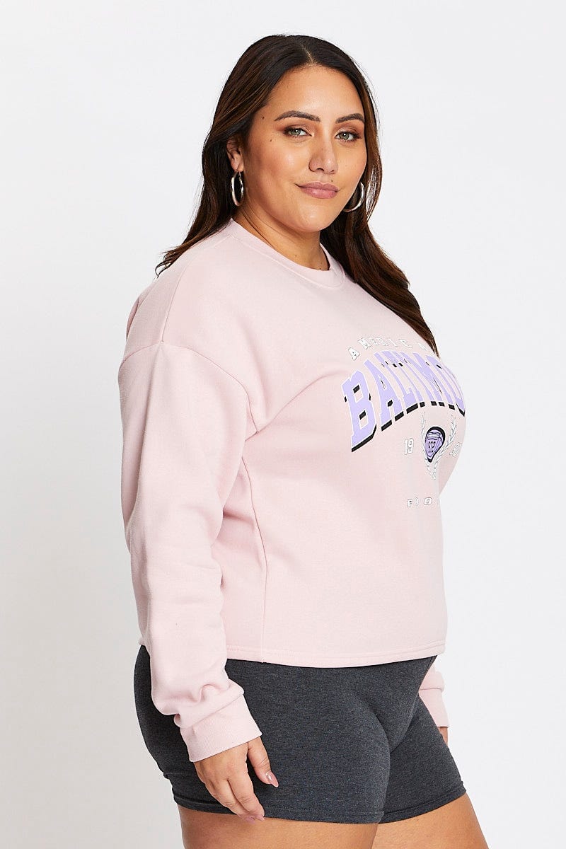 Pink Long Sleeve Baltimore Sweatshirt Top For Women By You And All