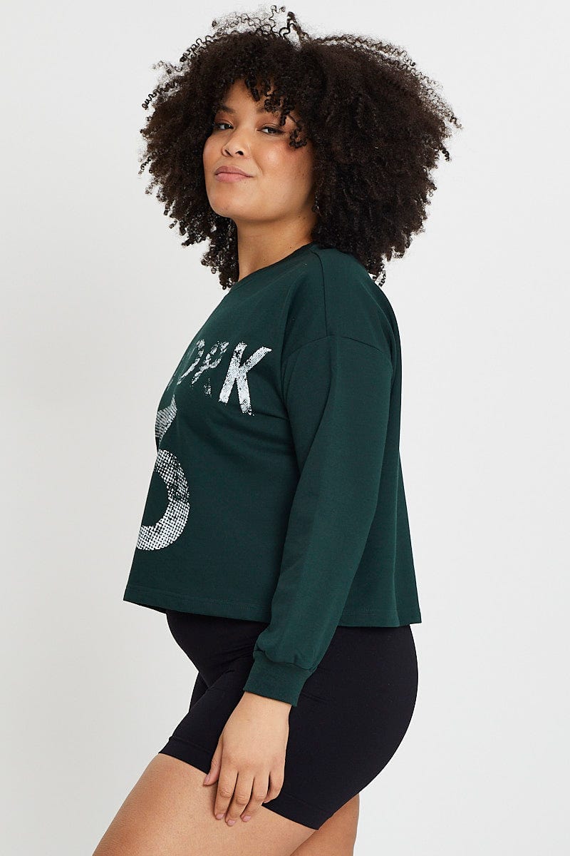 Green Sleeve Sweatshirt New York City Crew Neck Long For Women By You And All