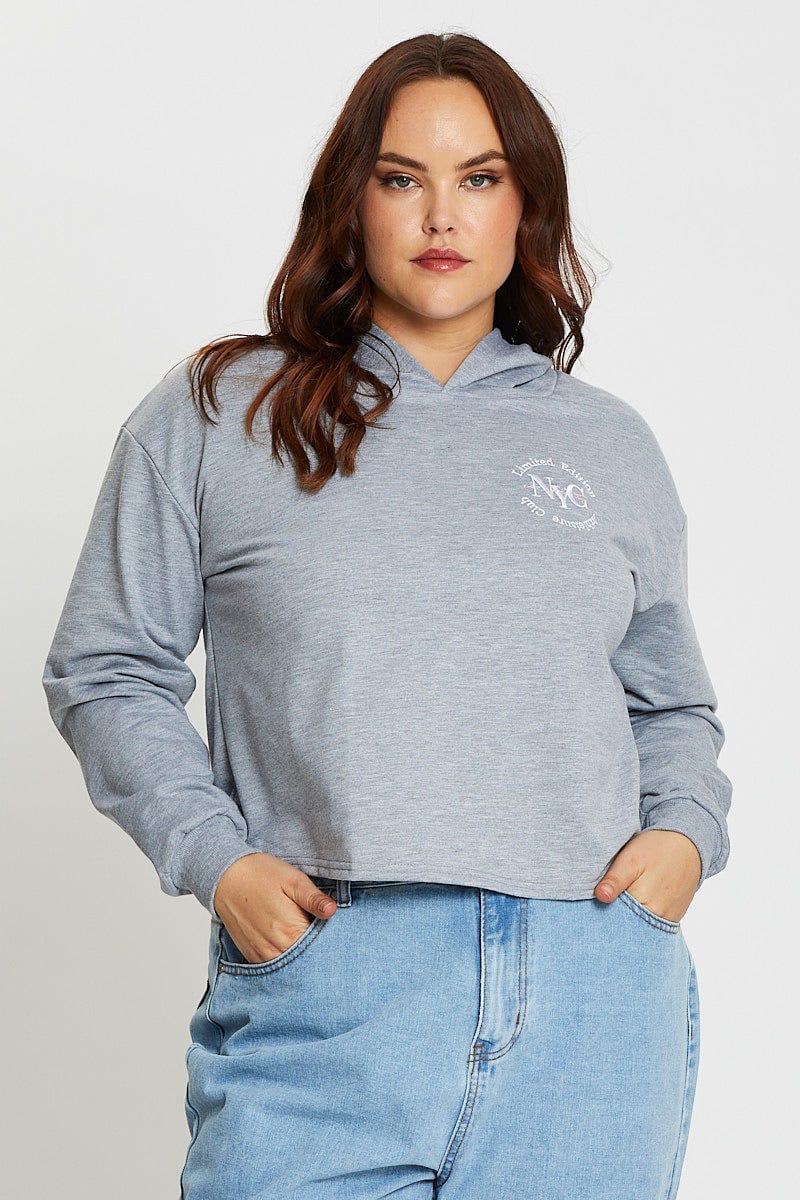 Grey Long Sleeve Hooded Sweat Top For Women By You And All