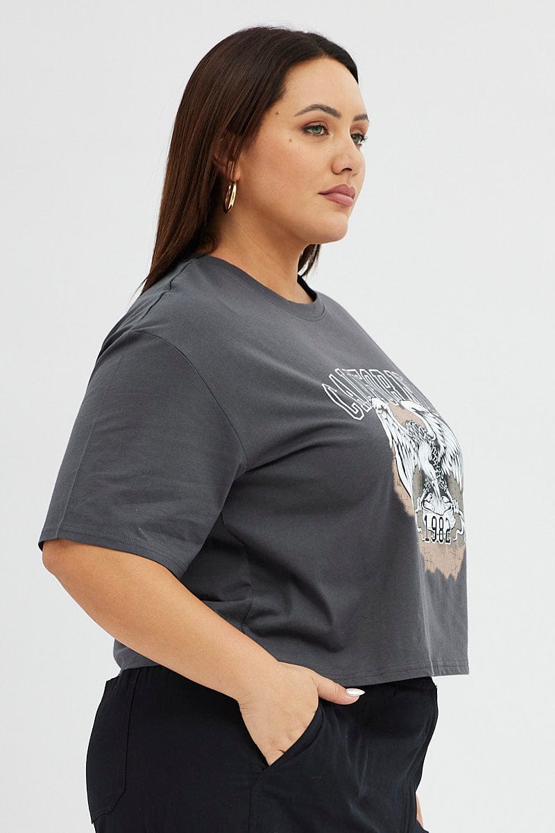 Grey Short Sleeve California Eagle T-Shirt for YouandAll Fashion