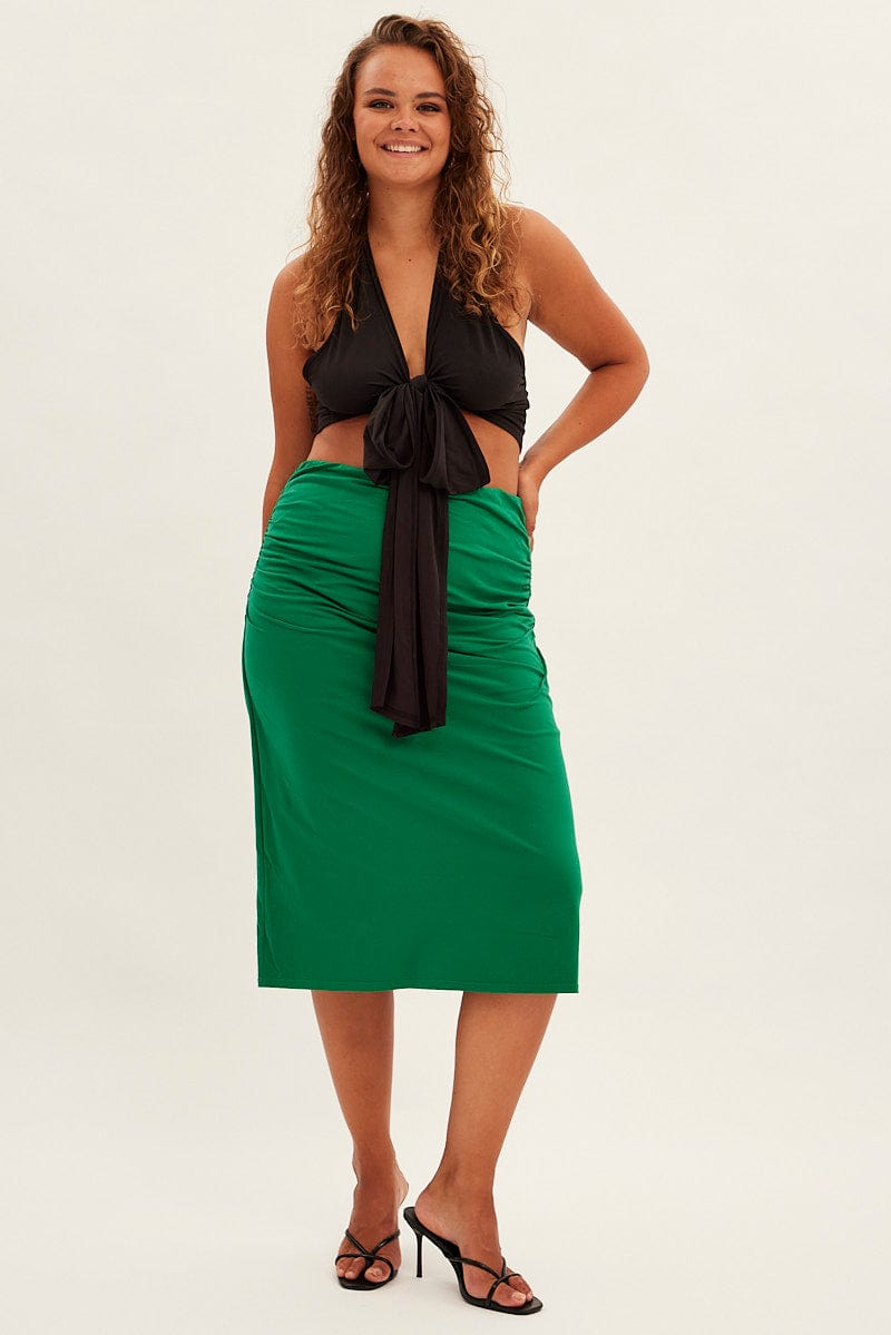 Black Halter Top Jersey Tie Front for YouandAll Fashion