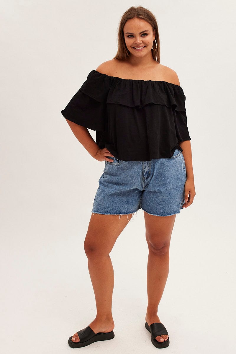 Black Jersey Top Off Shoulder for YouandAll Fashion