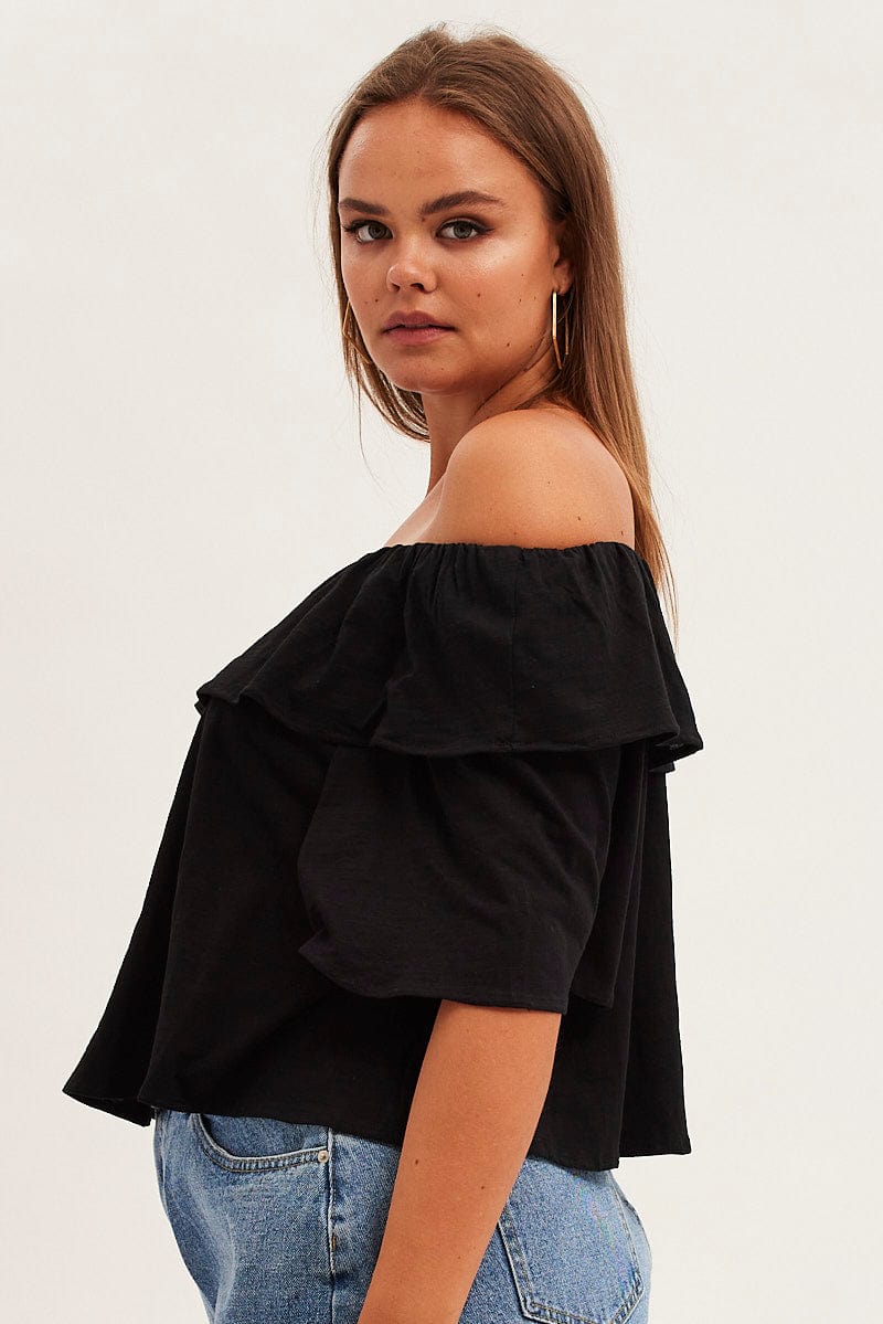 Black Jersey Top Off Shoulder for YouandAll Fashion