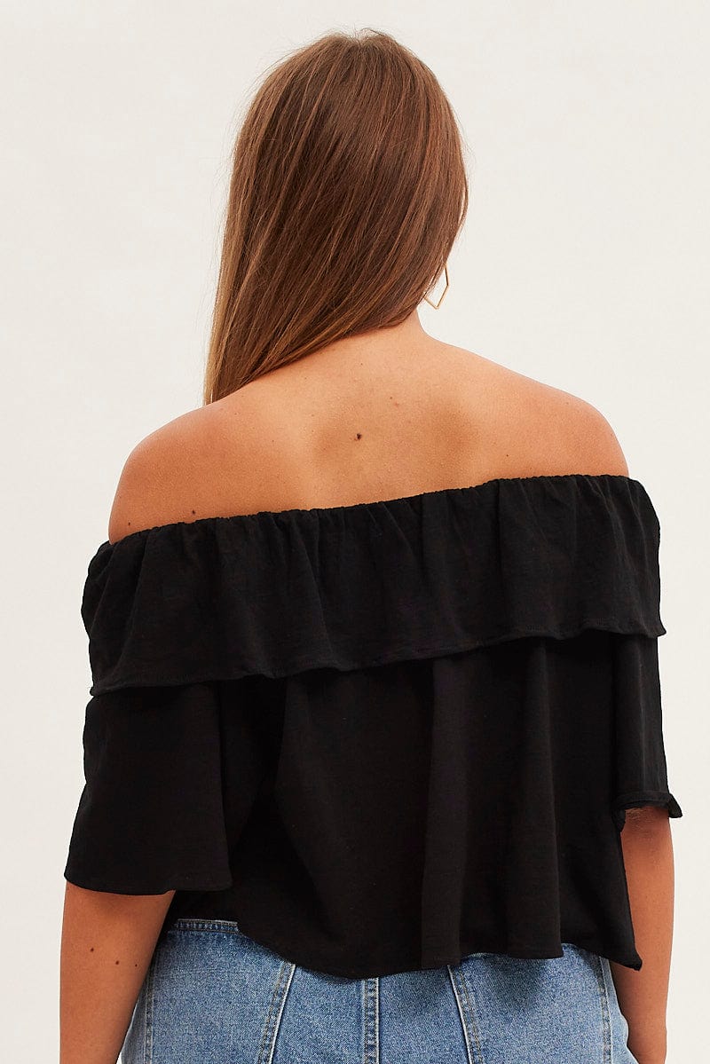 Black Jersey Top Off Shoulder for YouandAll Fashion