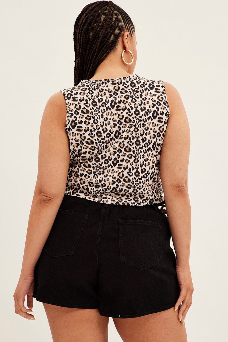 Multi Animal Print Sleeveless Top Crop Leopard Jersey for YouandAll Fashion