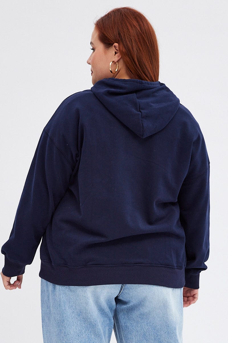 Blue Graphic Sweatshirt Washington Oversized Fleece for YouandAll Fashion