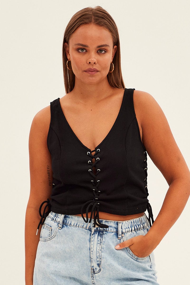 Floerns Women's Cheetah Print Leather Corset Top - Sleeveless Lace-Up Front Y2K Cami