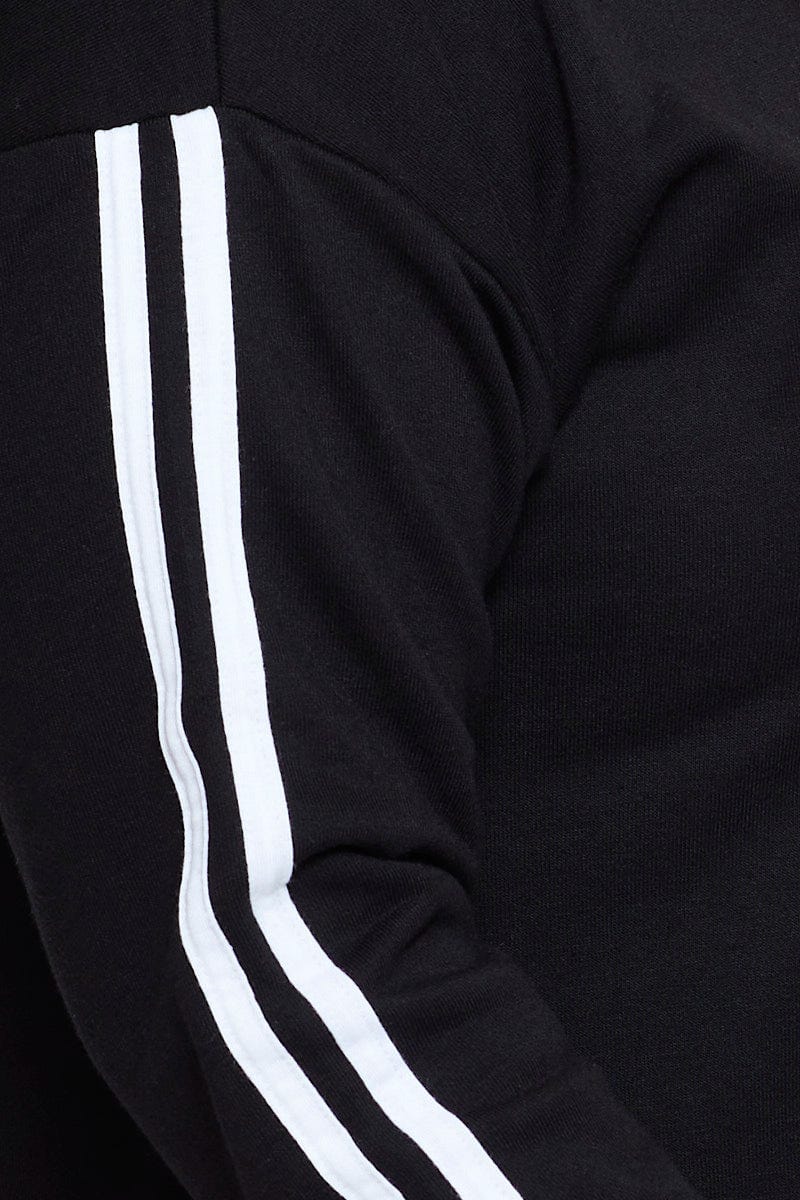Black Sleeve Sweatshirt Stripe Sleeve Detail Long For Women By You And All