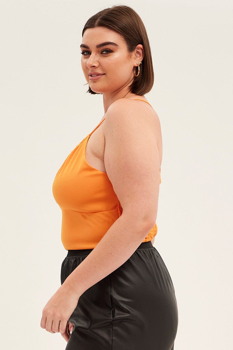 Orange Crop Top Sleeveless Keyhole Stretch Jersey You All