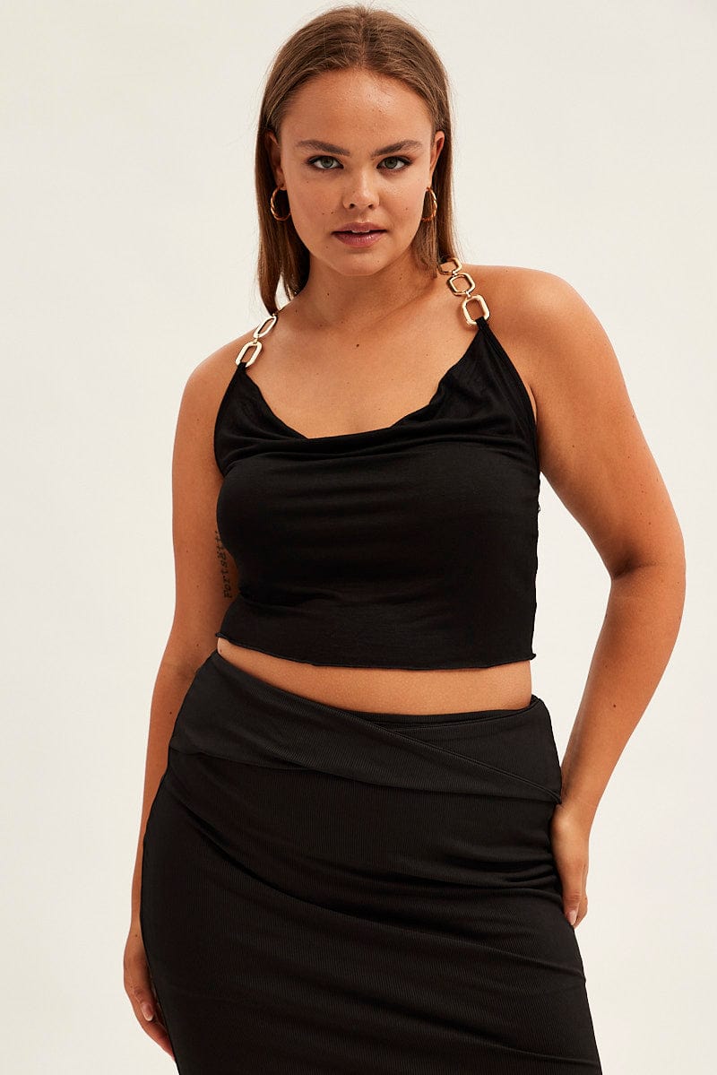 Black Halter Top Chain Detail for YouandAll Fashion