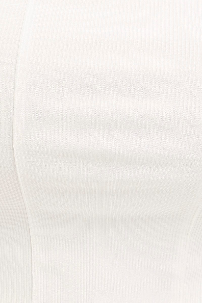 White Corset Top Shoestring Strap Rib Jersey | You + All