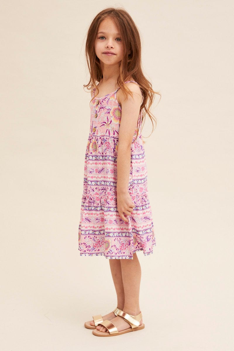 Boho Prt Maxi Dress Kids Sleeveless For Women By You And All