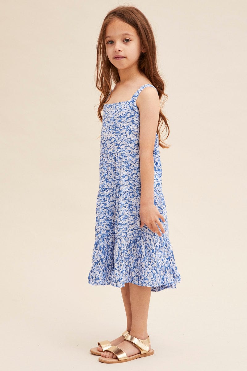 Floral Print Maxi Dress Kids Sleeveless