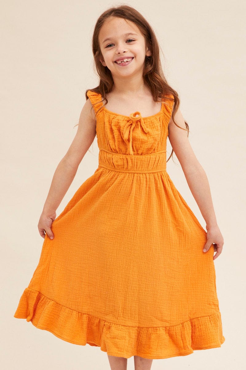 Yellow Mini Skater Dress Kids Sleeveless