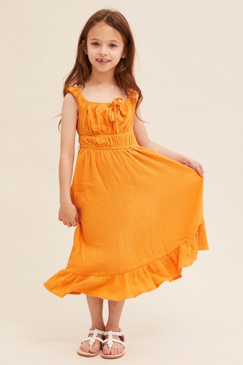 Yellow Mini Skater Dress Kids Sleeveless