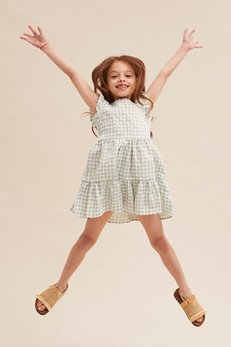 CHECK Kids Check Smock Tiered Dress