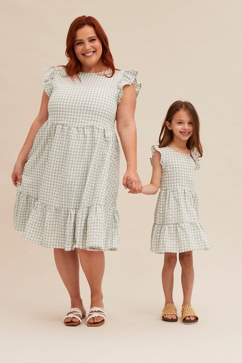 CHECK Kids Check Smock Tiered Dress