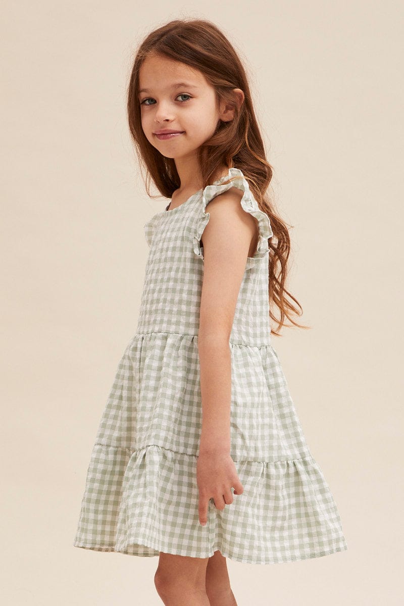 CHECK Kids Check Smock Tiered Dress