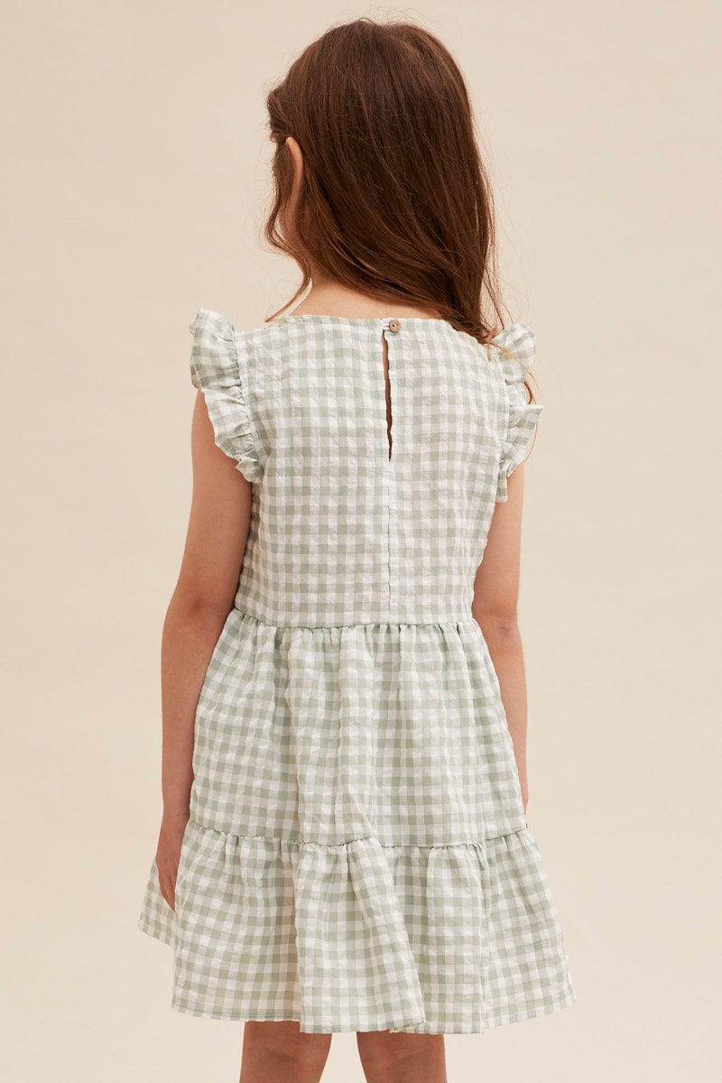 CHECK Kids Check Smock Tiered Dress