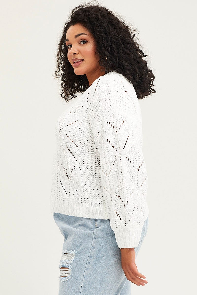 White Cable Knit Top For Women By You And All