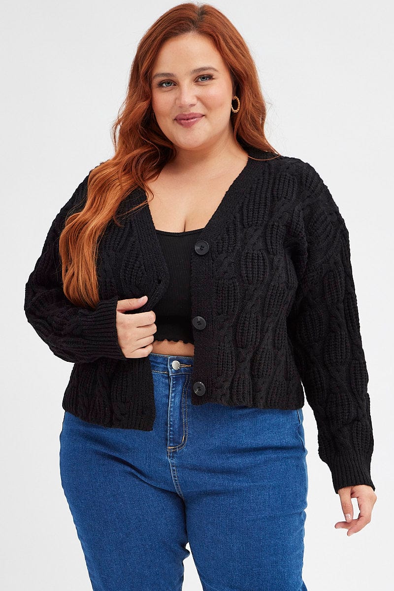 Black Oversized Cable Knit Cardigan You + All