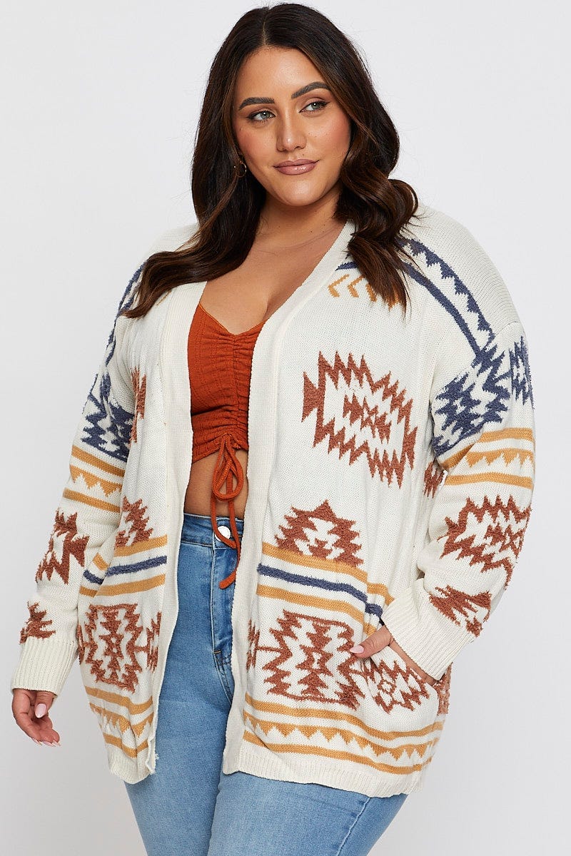 Aztec Prt Longline Cardigan For Women By You And All