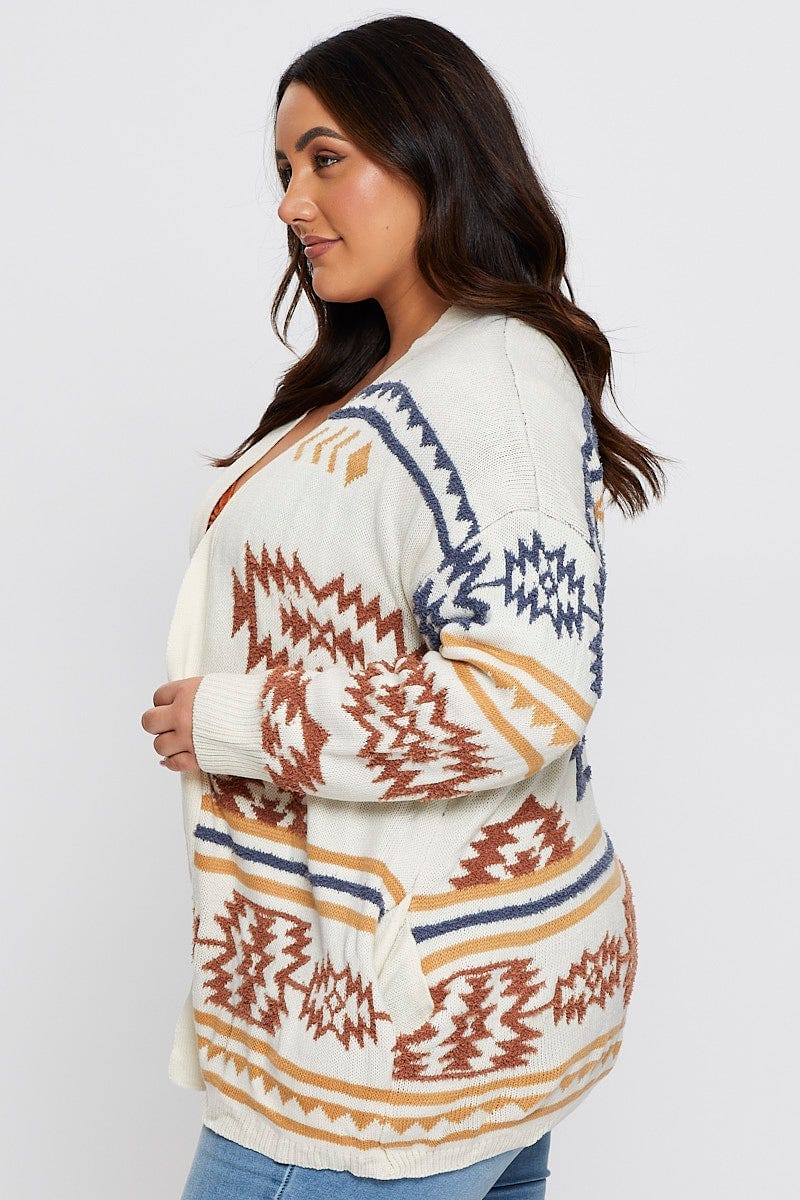 Aztec Prt Longline Cardigan For Women By You And All