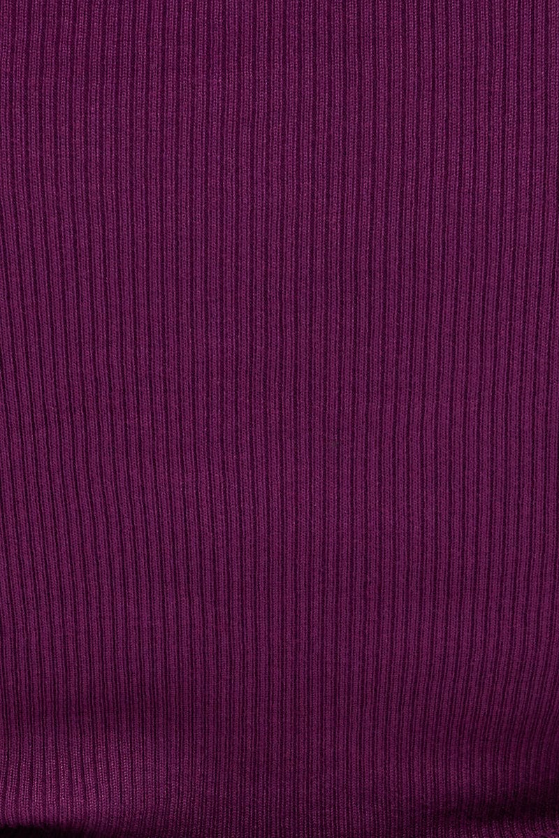 Purple Knit Top Cut Out Long Sleeve for YouandAll Fashion